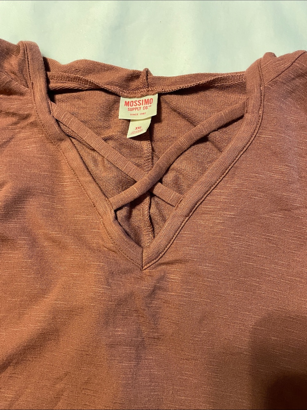 Mossimo Supply Co. Women's Mauve Crisscross V-Neck Long Sleeve Top